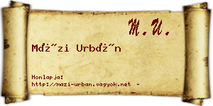 Mázi Urbán névjegykártya